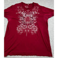 GUESS Envy T Shirt Mens XXL Burgundy Y2K Grunge Embroidered Graphic Tee