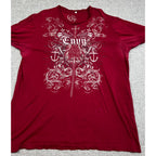 GUESS Envy T Shirt Mens XXL Burgundy Y2K Grunge Embroidered Graphic Tee