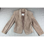 Valerie Stevens Womens Suede Leather Blazer Taupe Tan Jacket Vintage Small