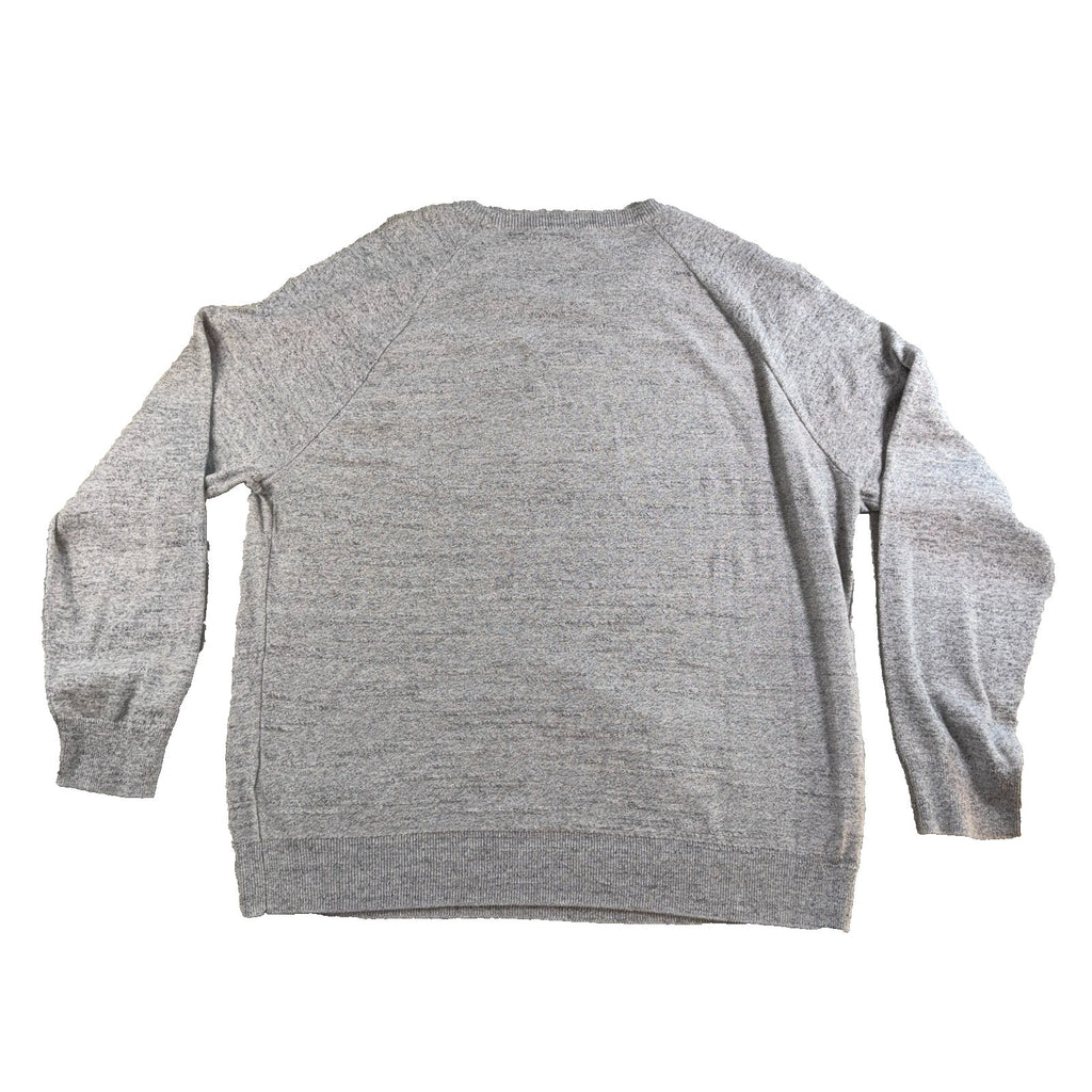 J Crew Mens XL Gray 100% Cotton Raglan Crewneck Sweater Heather Knit