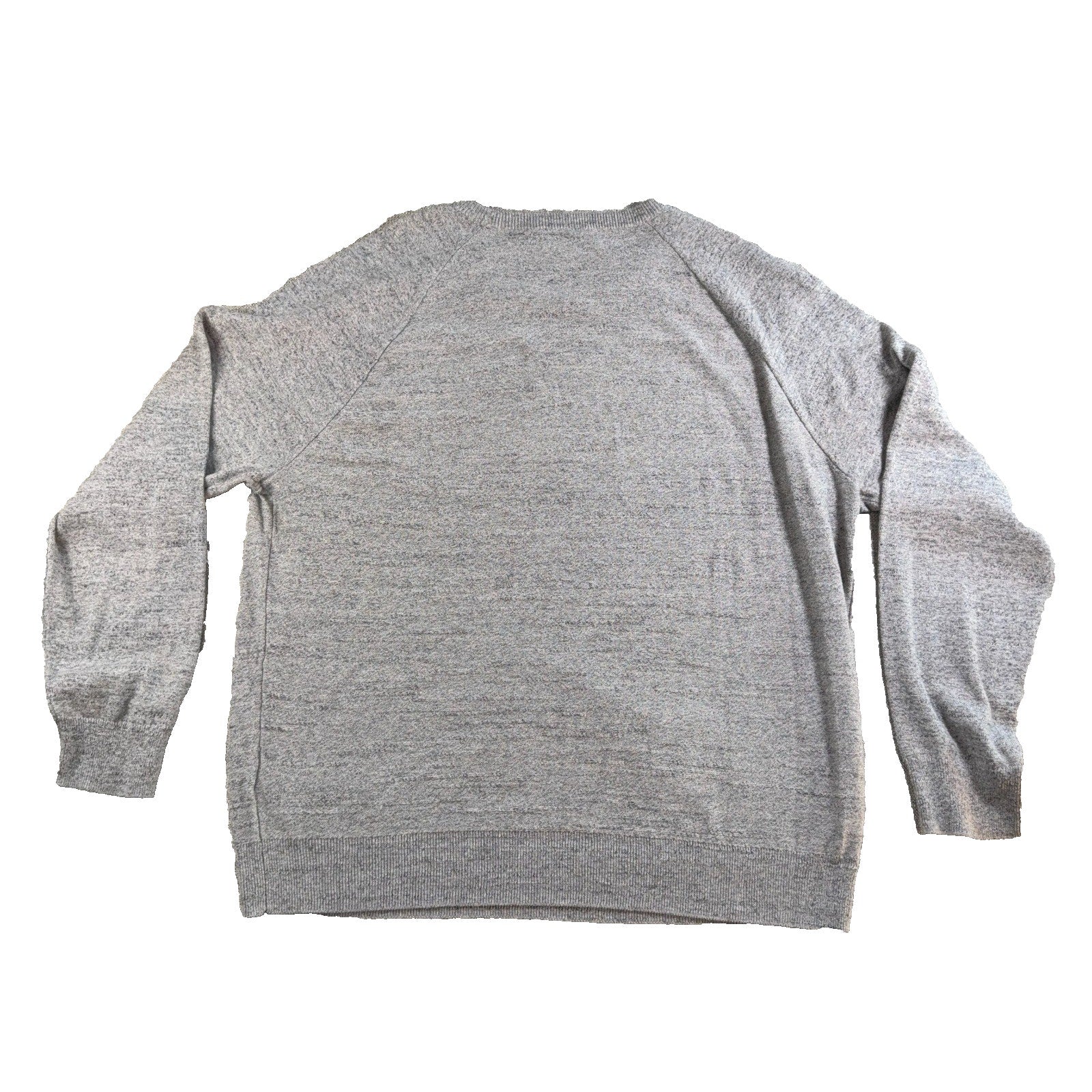 J Crew Mens XL Gray 100% Cotton Raglan Crewneck Sweater Heather Knit