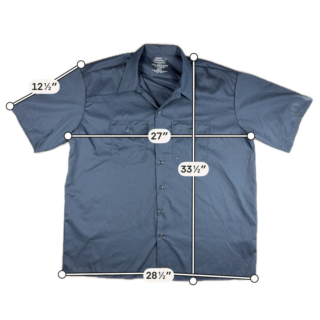 Dickies Temp Control Work Shirt Men 2XL Navy Short Sleeve Button Up 2X
