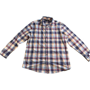 Mizzen+Main Shirt Mens Large Classic Fit Plaid Performance Button Up Stretch LS