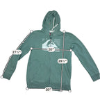 Quiksilver Mens XL Green Full Zip Graphic Hoodie Surf Skate 2011