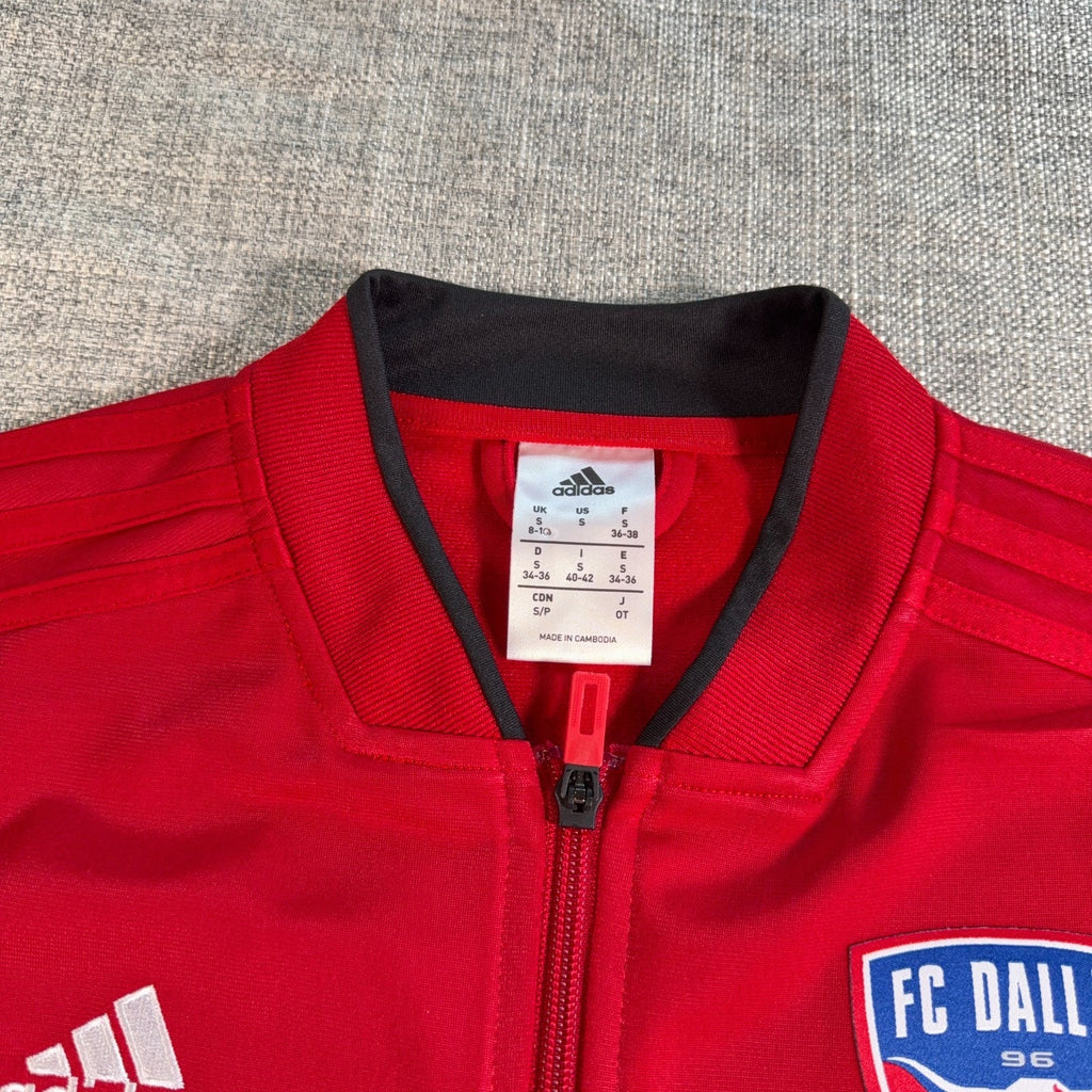 Adidas FC Dallas MLS Soccer Jacket Womens S Red Full Zip Track Warm Up 3 Stripe