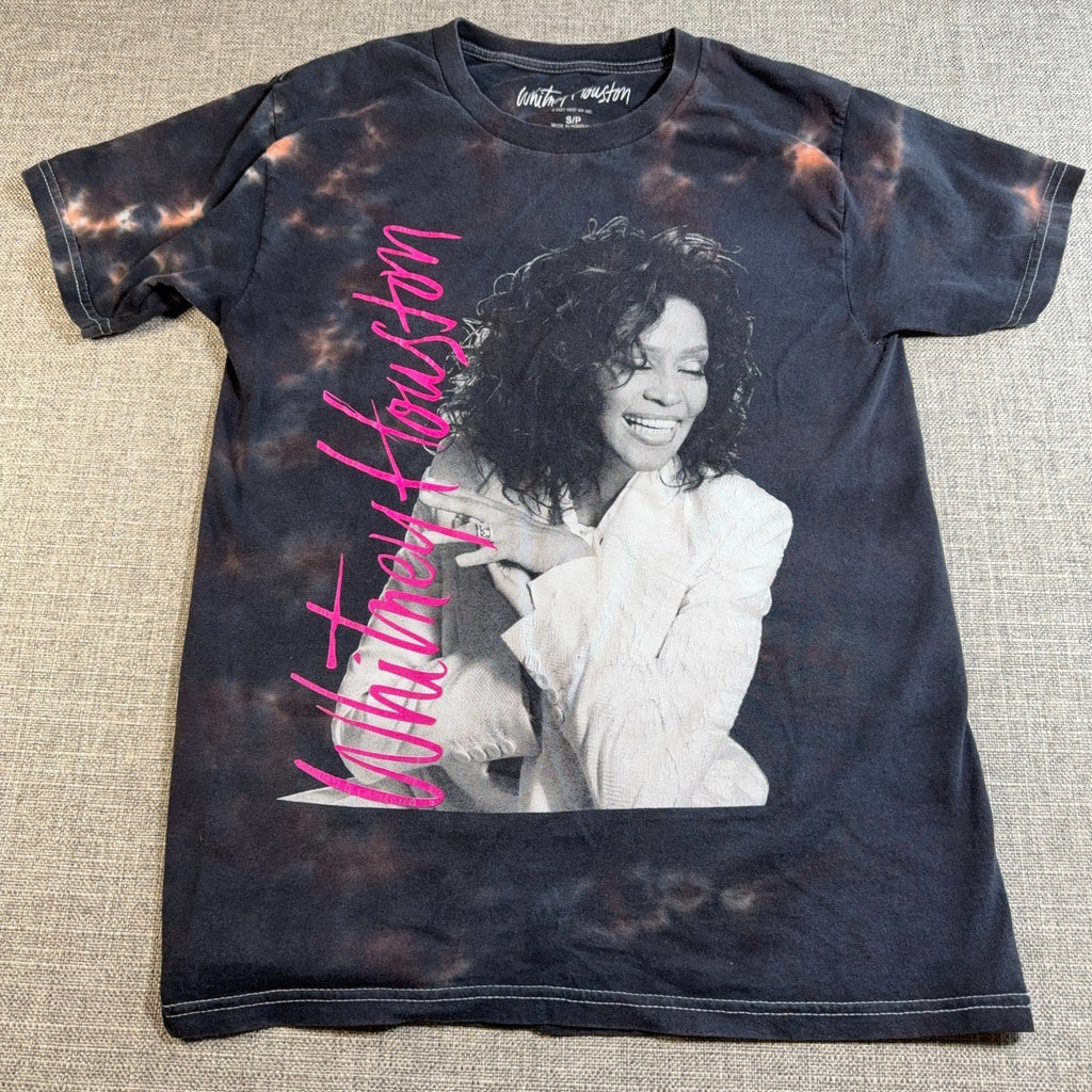 Whitney Houston T Shirt Womens Small Black Tie Dye Portrait Graphic 2021