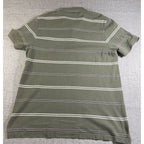 Tasso Elba Mens XL Olive Green Striped Polo Shirt 100% Cotton Short Sleeve Casua