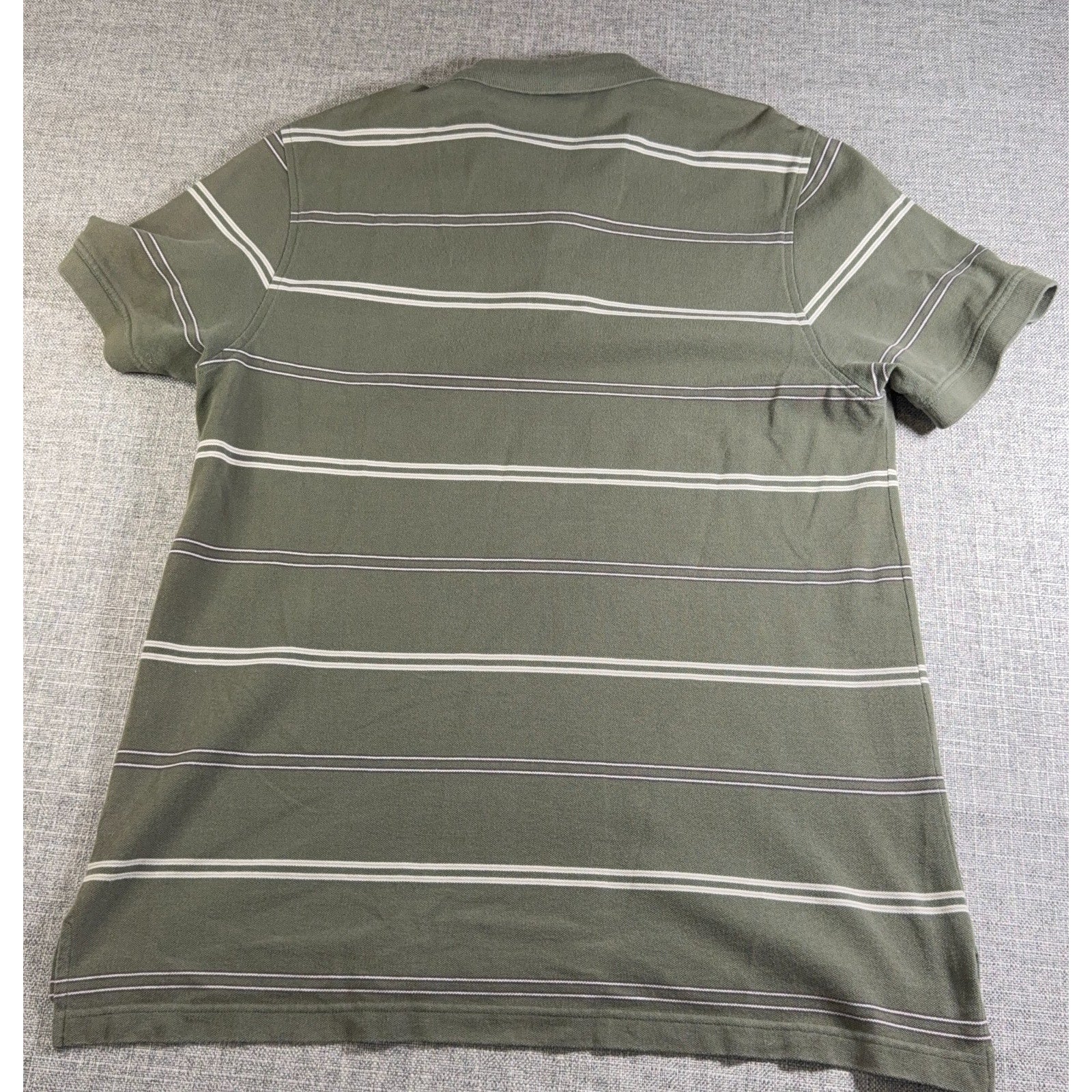 Tasso Elba Mens XL Olive Green Striped Polo Shirt 100% Cotton Short Sleeve Casua