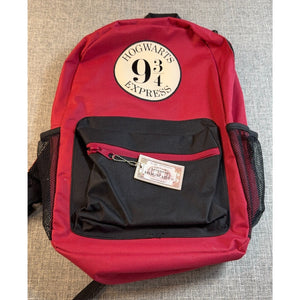 Harry Potter Hogwarts Express Platform 9 3/4 Backpack Red Black Ticket Charm