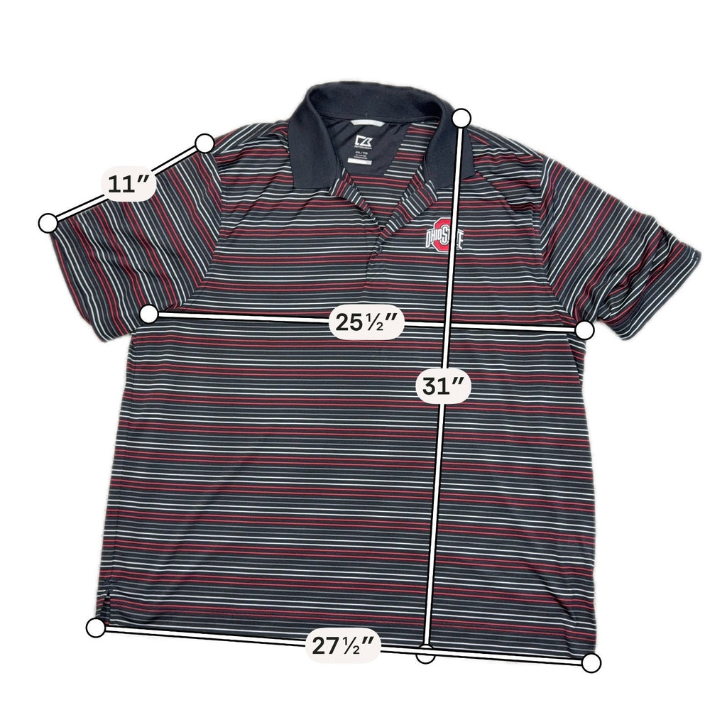 Ohio State Buckeyes Cutter & Buck DryTec Polo Men's XXL Black Striped NCAA