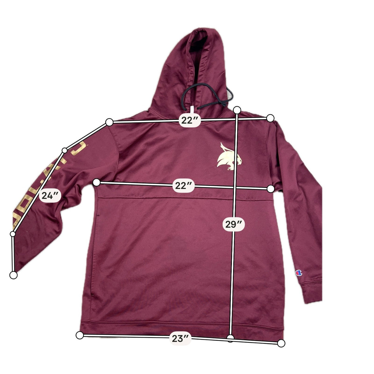 Champion Texas State Bobcats Hoodie Men's XL Maroon Gold NCAA Spellout