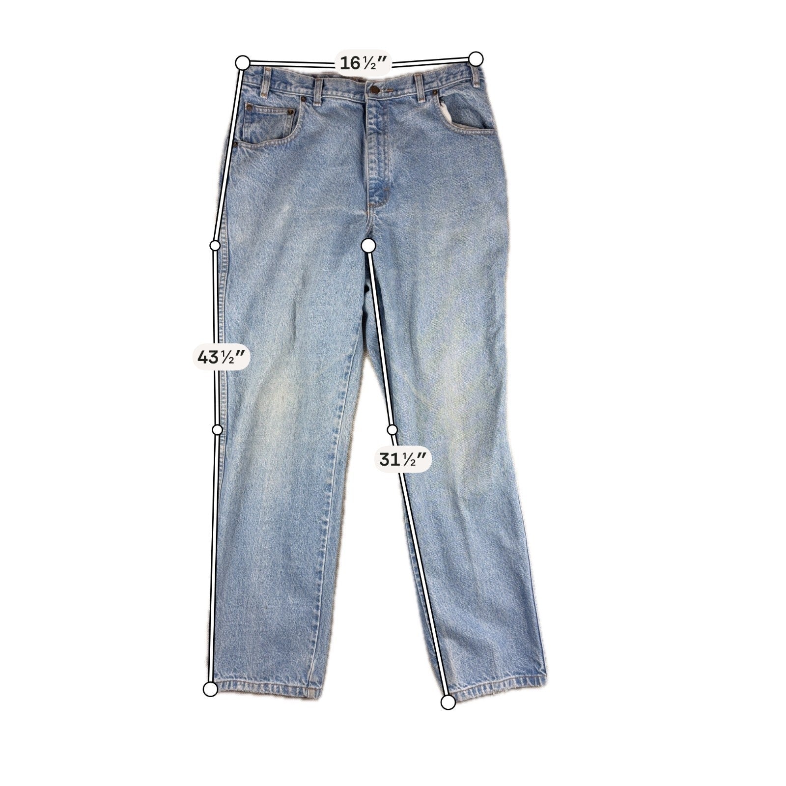 Vintage Duck Head Jeans 33x31.5 Light Wash High Rise Straight Leg Denim