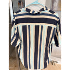 2 Men’s Button Up Shirts Medium Striped Short Sleeve Summer Vacation Bundle