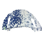 Anthropologie Womens Abstract Print Asymmetrical Long Sleeve Top Blue White Arts