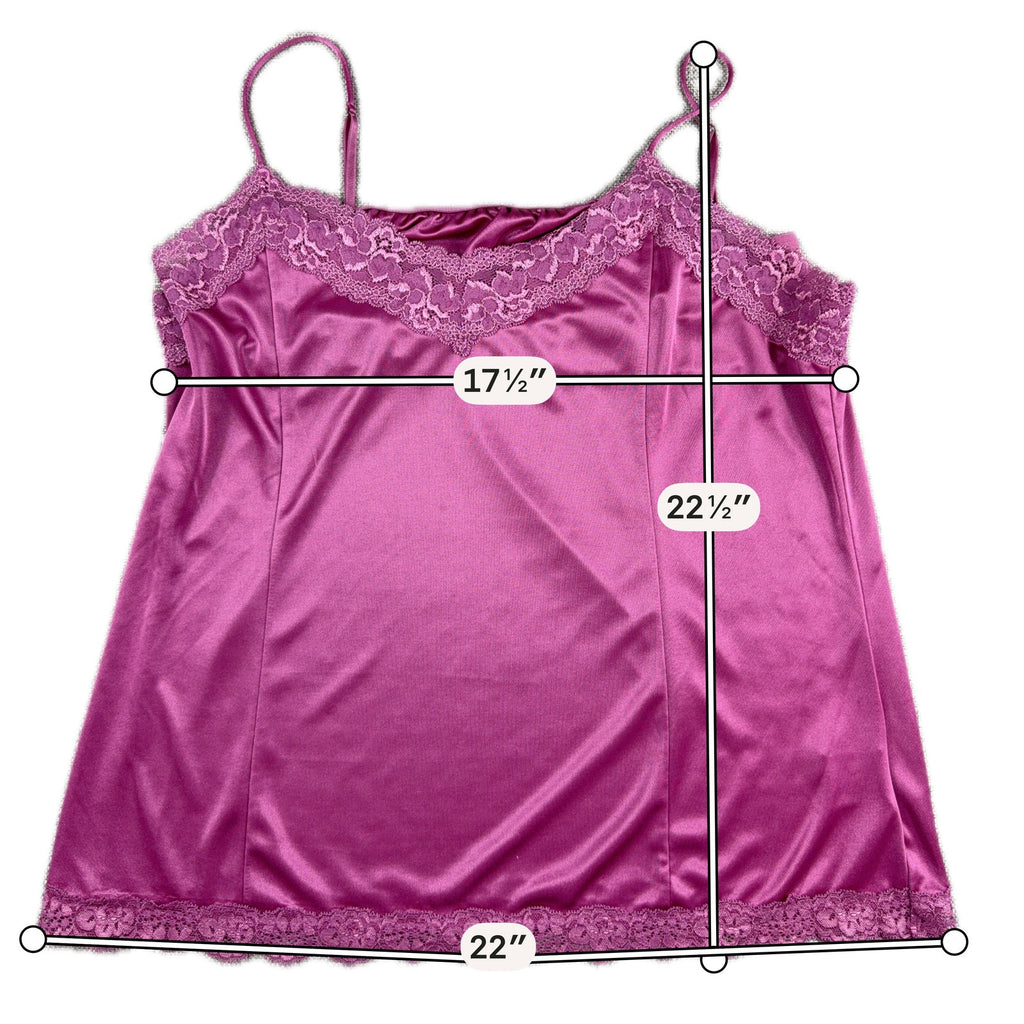 Y2K Worthington Satin Lace Camisole Set XL Purple Berry Cami Tops