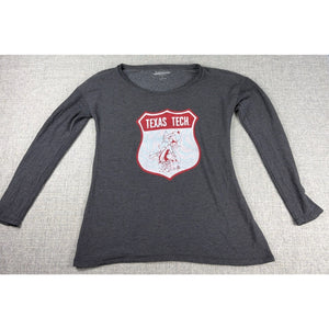 Texas Tech Womens L Red Raiders Long Sleeve Tee Blue 84 Retro Graphic Gray
