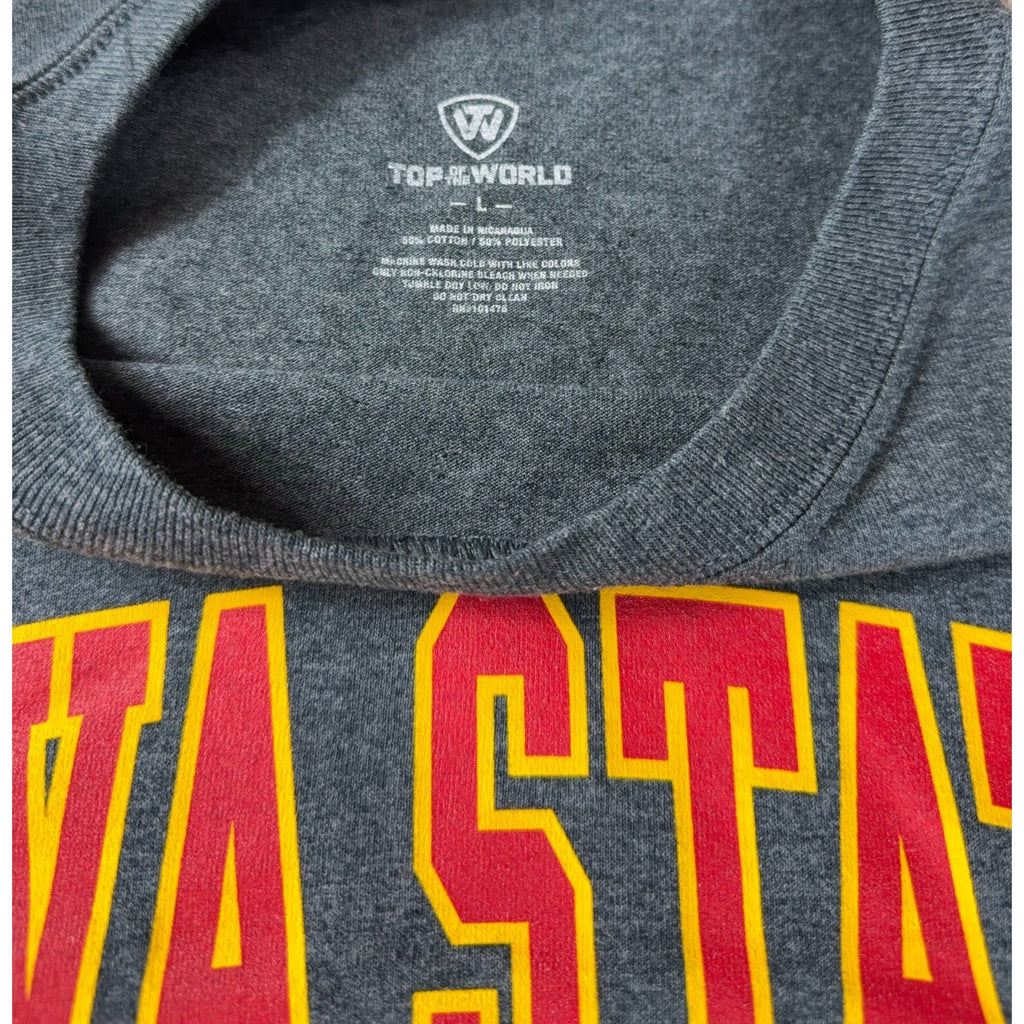 Iowa State Cyclones Long Sleeve T Shirt Mens Large Gray NCAA College Top of Worl