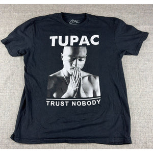 Tupac 2Pac Trust Nobody T Shirt Mens L Black Rap Hip Hop Graphic Tee