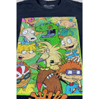 Nickelodeon 90s Cartoon Characters T Shirt Mens S Rugrats Hey Arnold Rocko Black
