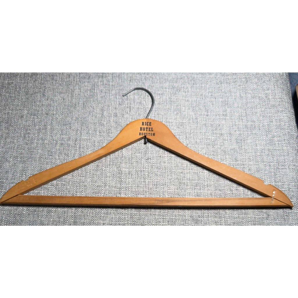 Vintage Rice Hotel Houston Wooden Hanger | Historic Texas Hotel Memorabilia”