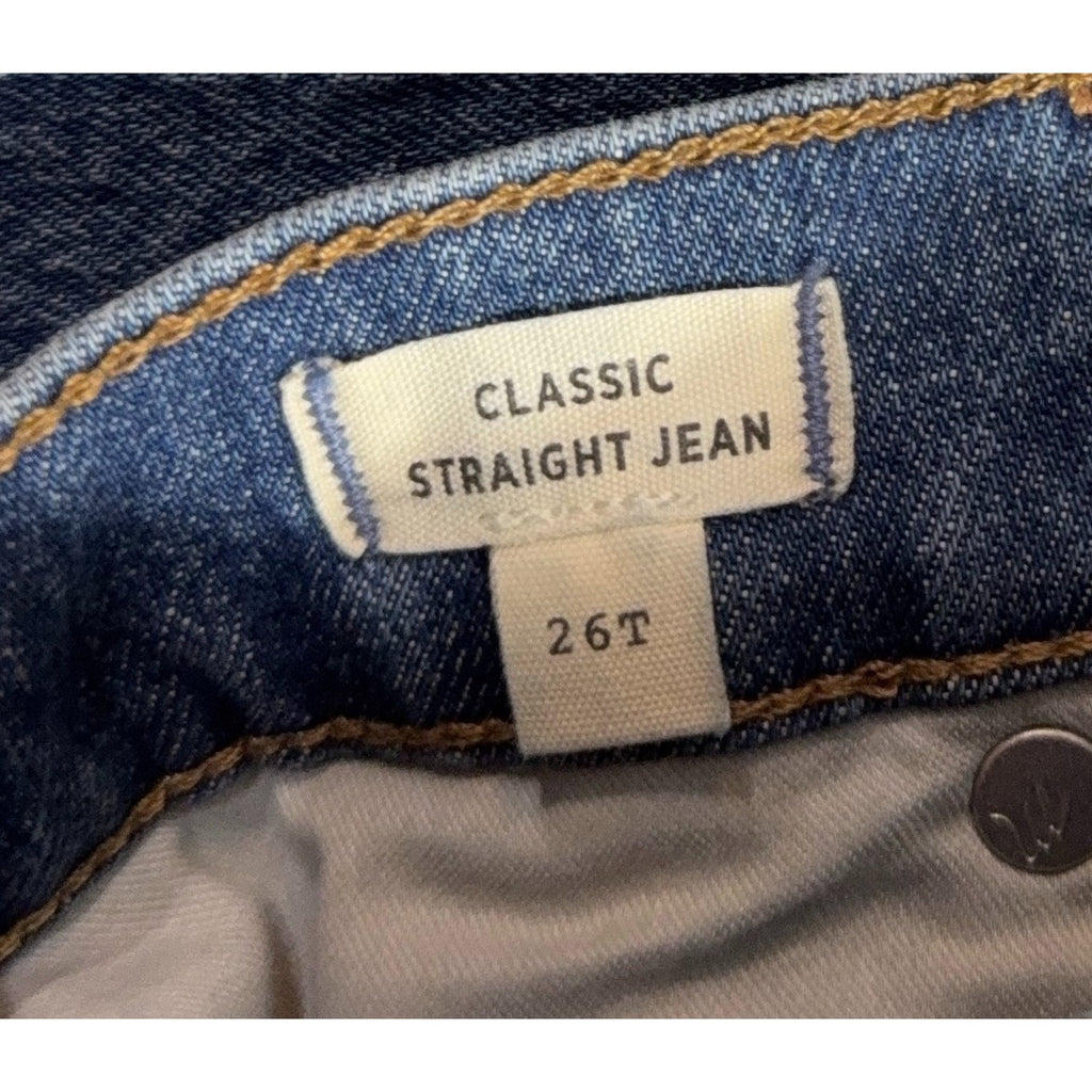 Madewell Classic Straight Jeans Womens 26T Blue High Rise 27 Inseam