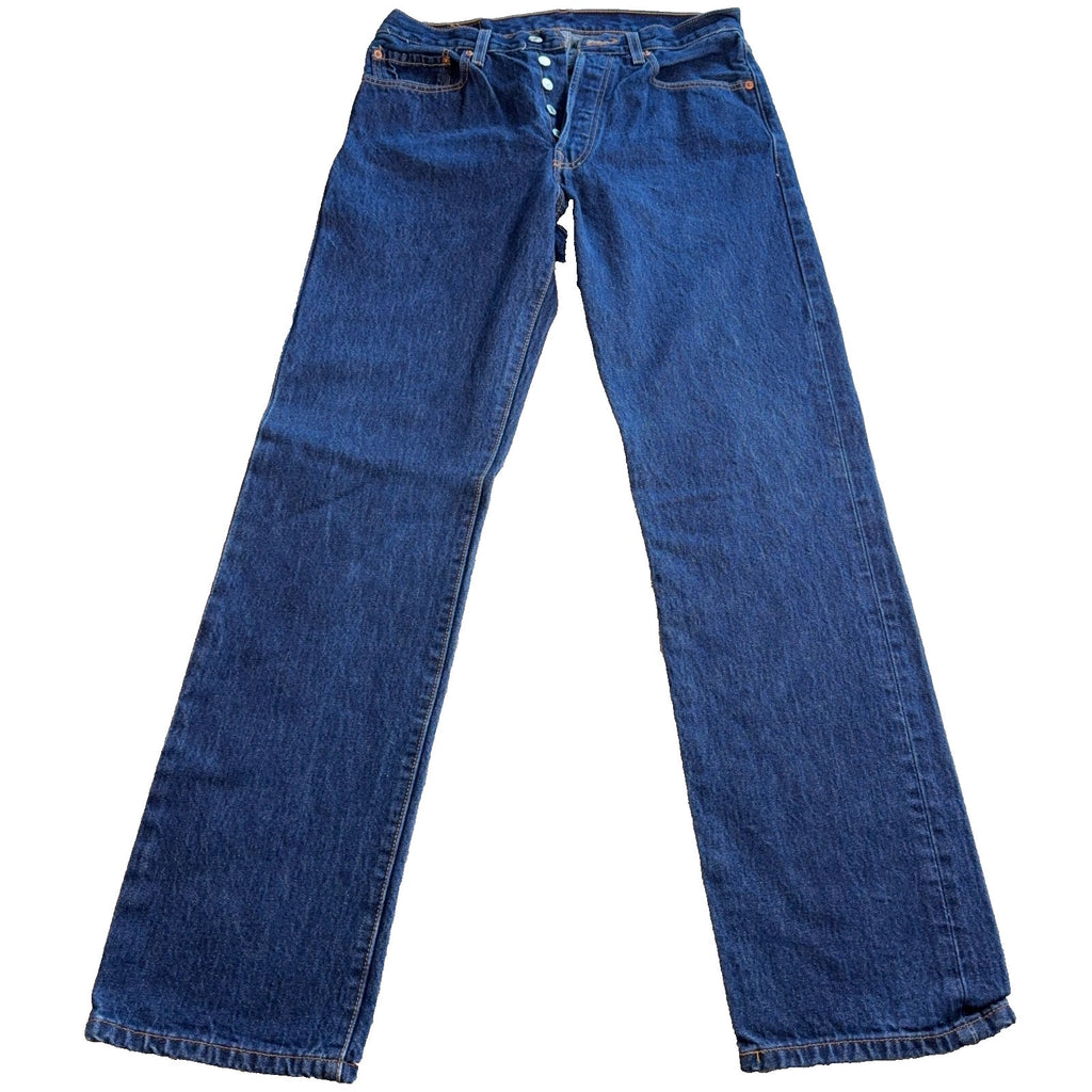 Levi’s 501 Jeans Mens 33x34 Tag 33x31 Actual Blue Button Fly 100% Cotton Denim