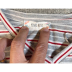 Pink Rose Striped Ribbed Mini Dress Gray Red White V Neck Short Sleeve Y2K
