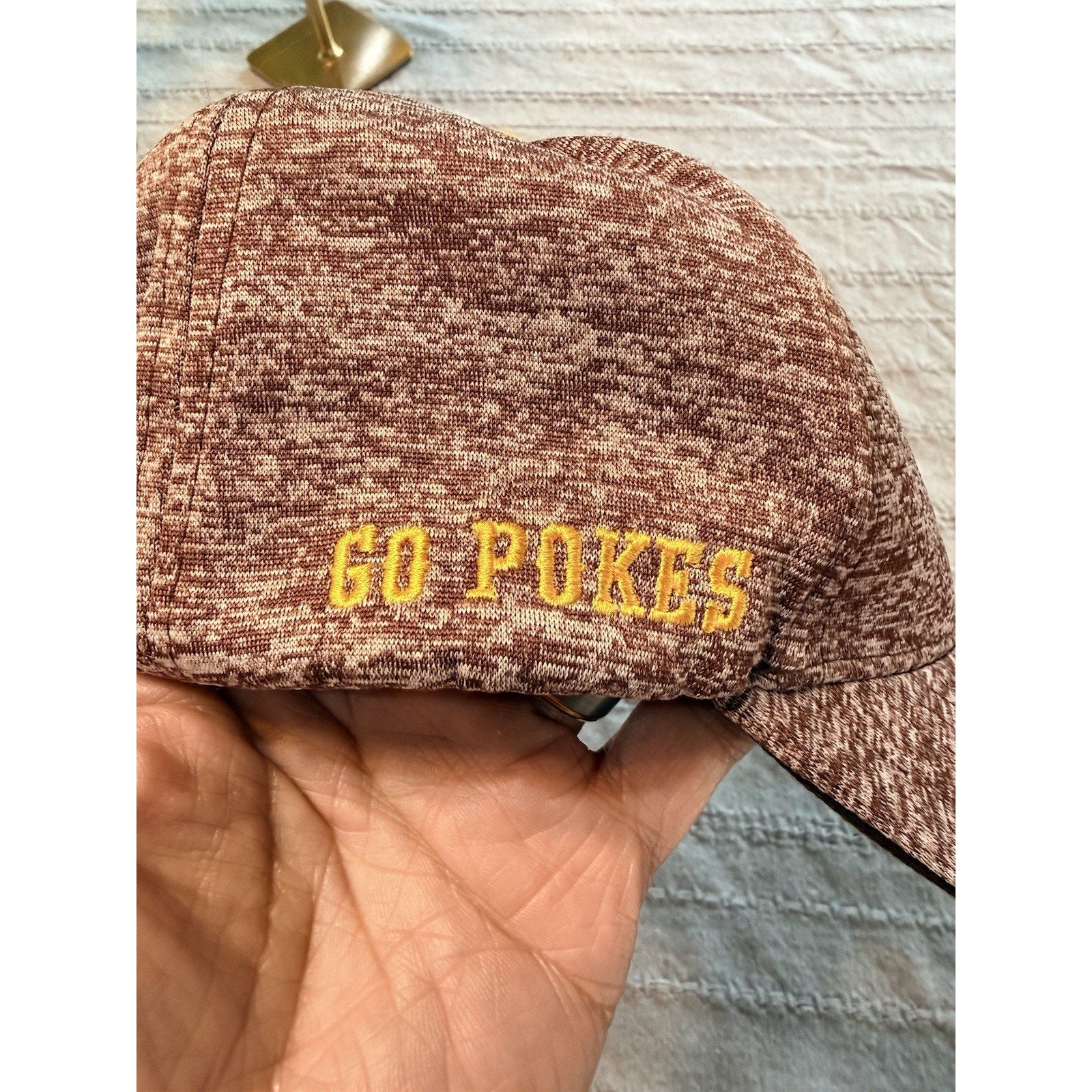 Wyoming Cowboys Go Pokes Stretch Fit Brown Heather Melange NCAA Cap Melonwear