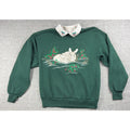 Vintage 90s Morning Sun Christmas Bunny Sweatshirt Womens M Peter Pan Collar