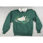 Vintage 90s Morning Sun Christmas Bunny Sweatshirt Womens M Peter Pan Collar