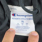 Champion Mens XL Black Lightweight Jersey Hoodie Script Logo Cotton T4177