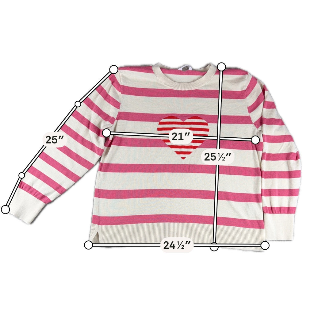 Time and Tru Pink Striped Heart Sweater XXXL 22 Coquette Valentine Knit