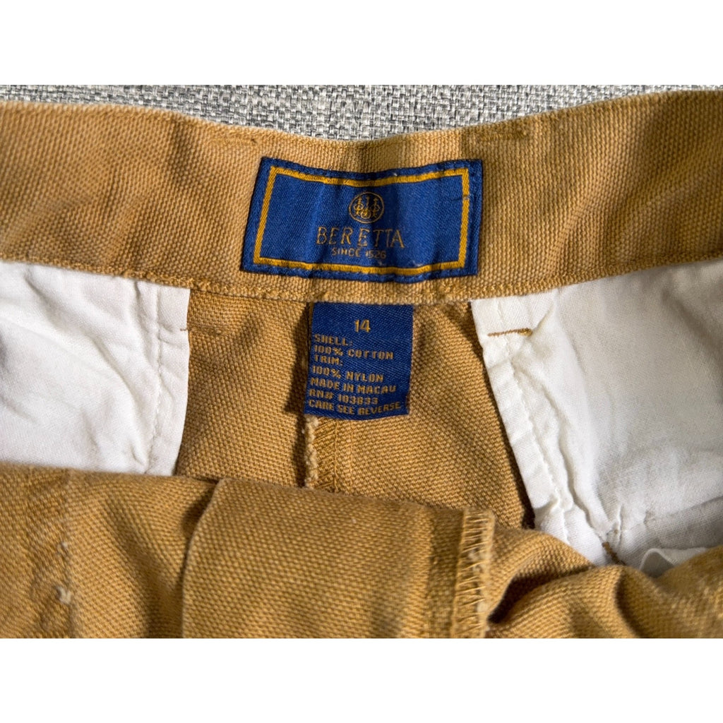 Beretta Women’s Hunting Field Pants Size 14 Tan Brown Canvas Cargo Upland Outdoo
