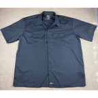 Dickies Temp Control Work Shirt Men 2XL Navy Short Sleeve Button Up 2X