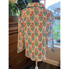 Mersea Floral Pajama Top Womens Small Cotton Button Front Lounge Sleep Shirt Cot