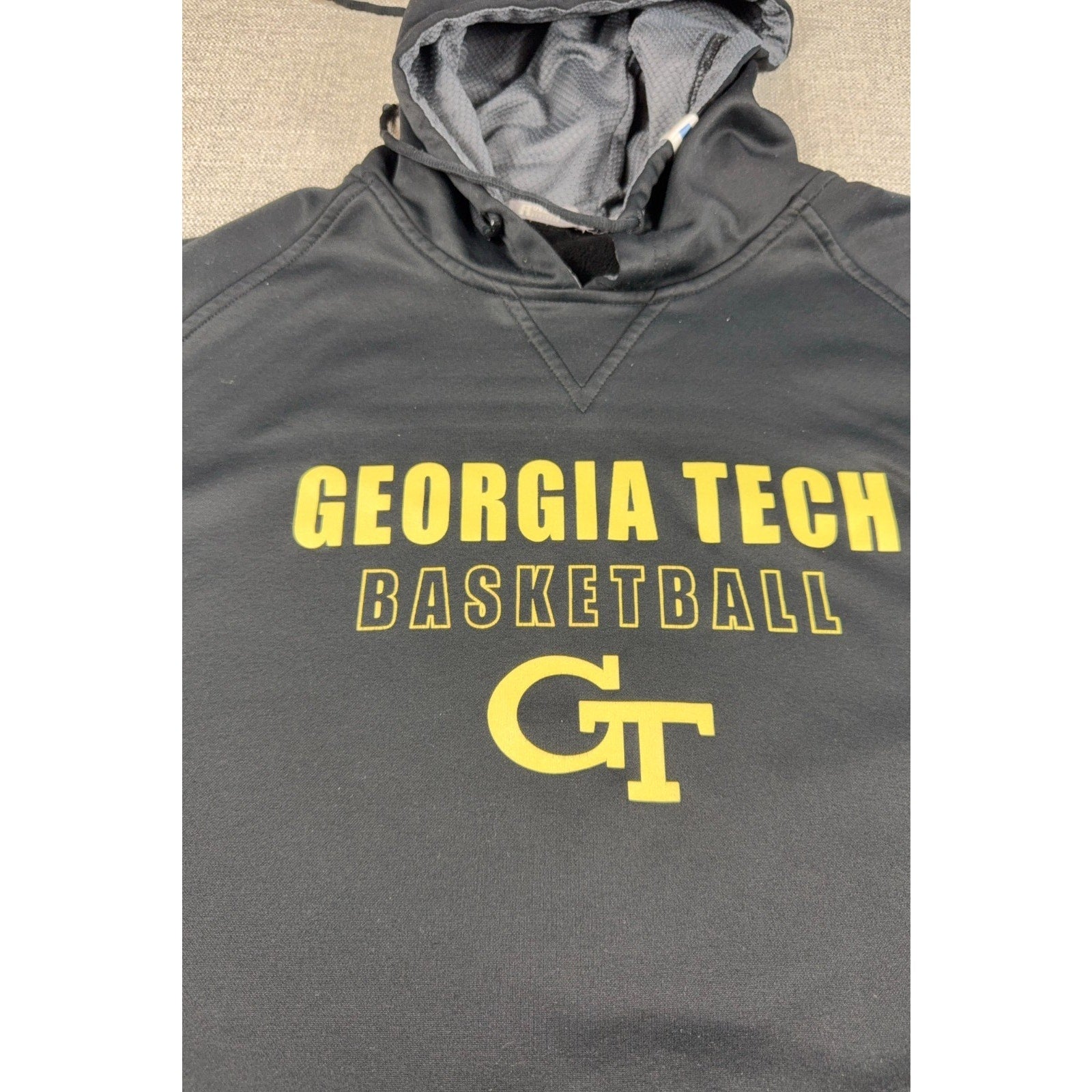 Georgia Tech Basketball Russell Athletic Hoodie Mens XL Black Gold GT Pullover