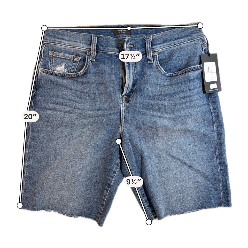 7 For All Mankind Denim Shorts Mens 33 NWT Raw Hem Cutoff Stretch Blue Jeans