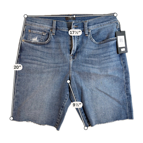 7 For All Mankind Denim Shorts Mens 33 NWT Raw Hem Cutoff Stretch Blue Jeans
