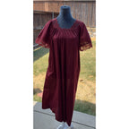Vintage Henson Kickernick Nightgown Peignoir Robe Set M Burgundy Lace Nylon