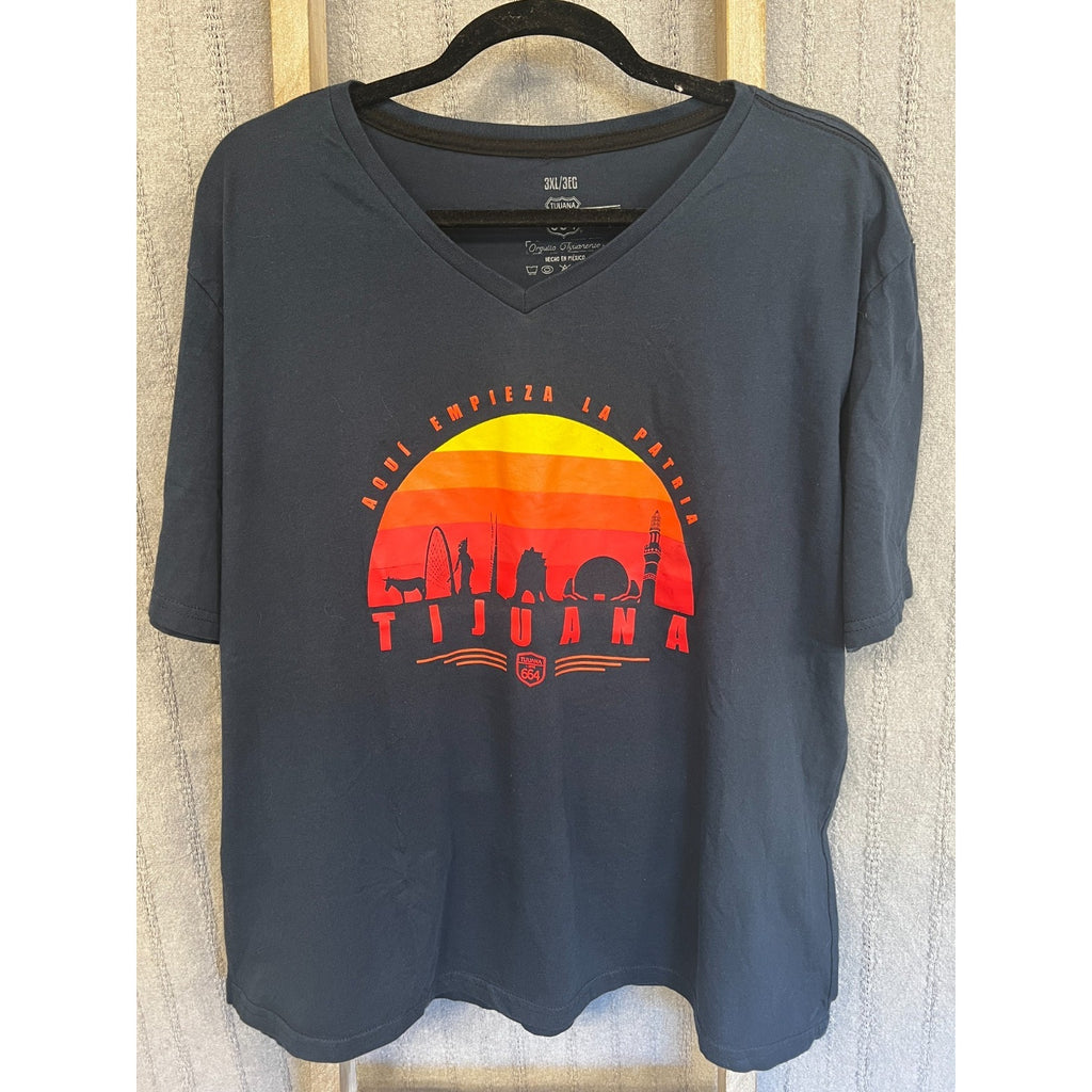 Tijuana Mexico 664 Graphic Tee Women's 3XL Black V Neck Baja California Shirt
