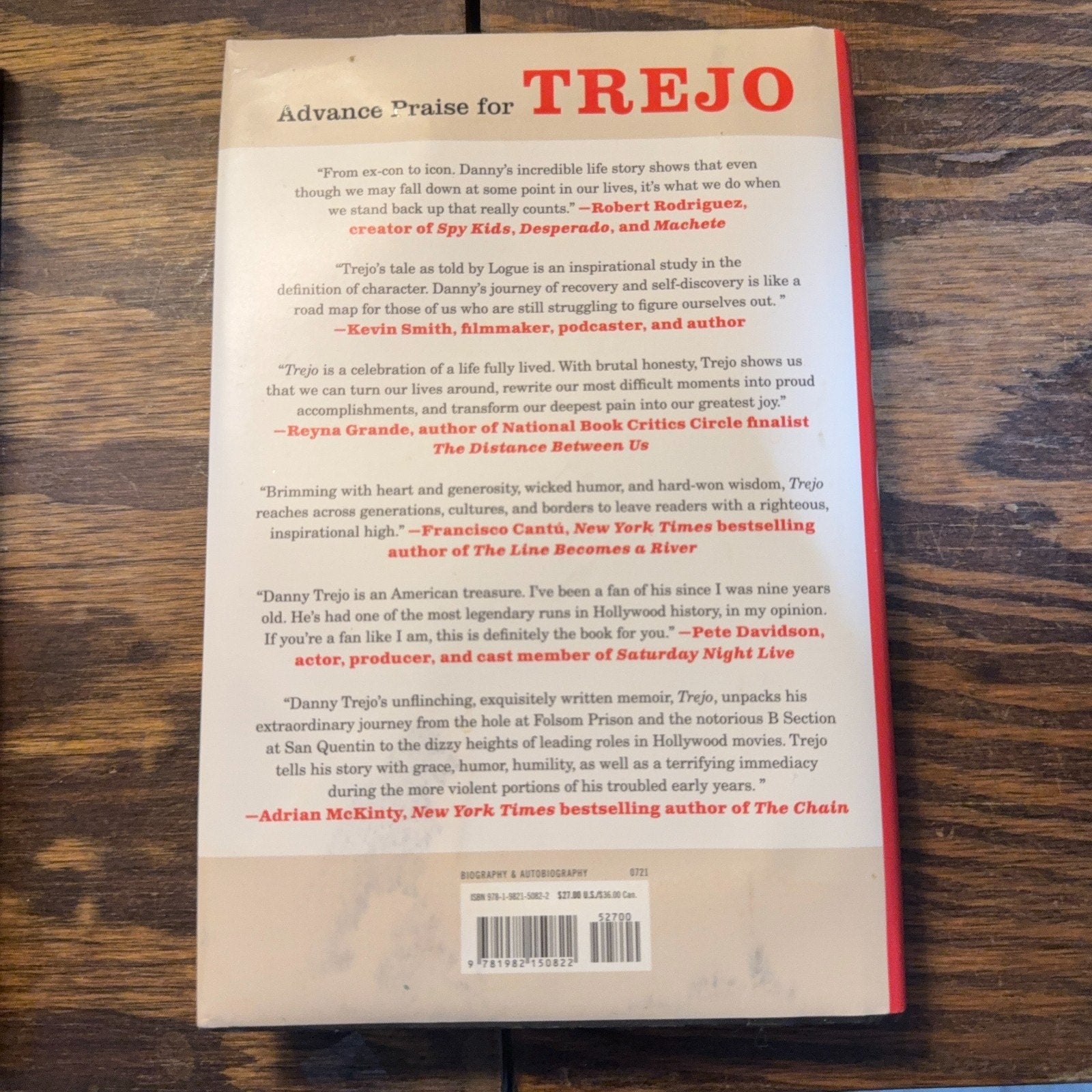 Danny Trejo Signed Trejo Hardcover Book COA Premiere Collectibles Autographed