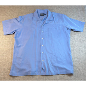 Vintage Polo Ralph Lauren Caldwell Shirt Mens XL Blue Silk Cotton Camp Collar