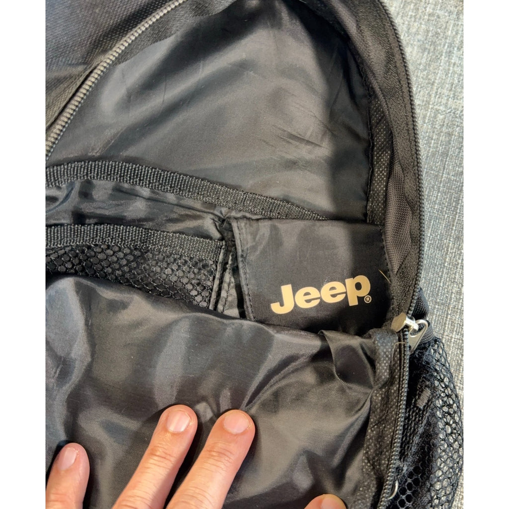 Jeep Mini Backpack Black Gray Logo Travel Daypack Small Bag Mesh Pockets