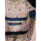 Perry Ellis Men’s 100% Linen Button Front M Geometric Print Short Sleeve Summer