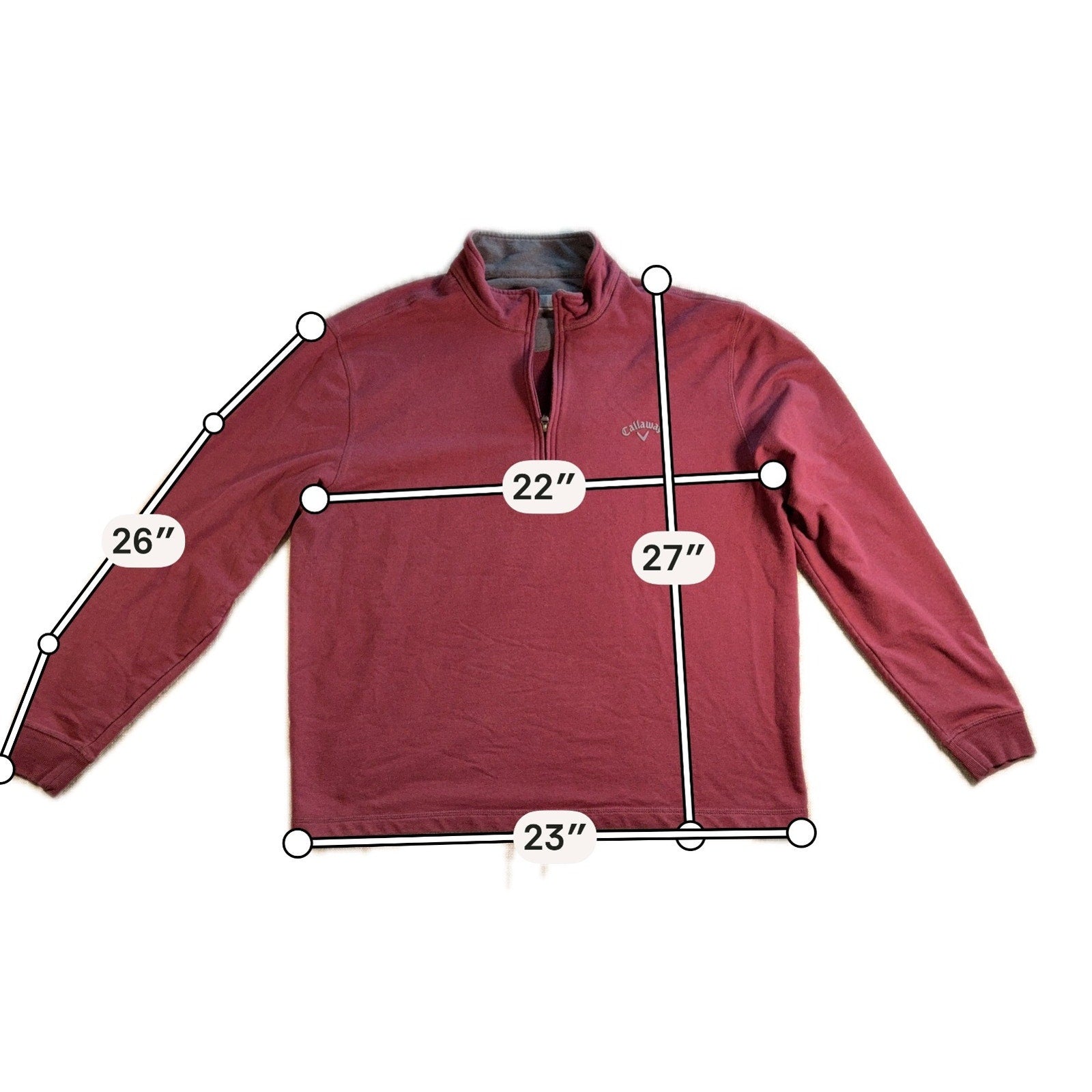 Callaway Golf 1/4 Zip Pullover Mens Large Burgundy Maroon Mock Neck Sweatshirt