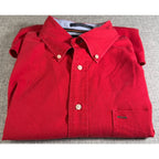 Tommy Hilfiger Shirt Mens Large Red Button Down Crest Logo Y2K 2001 Cotton