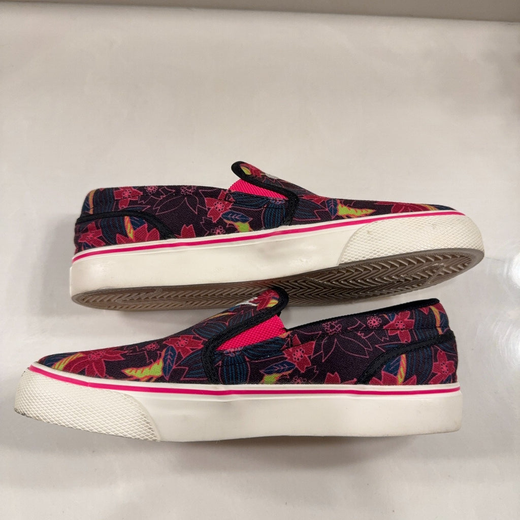 Nike Women’s Slip On Floral Canvas Shoes Sz 6 Pink Blue Tropical Casual Sneakers