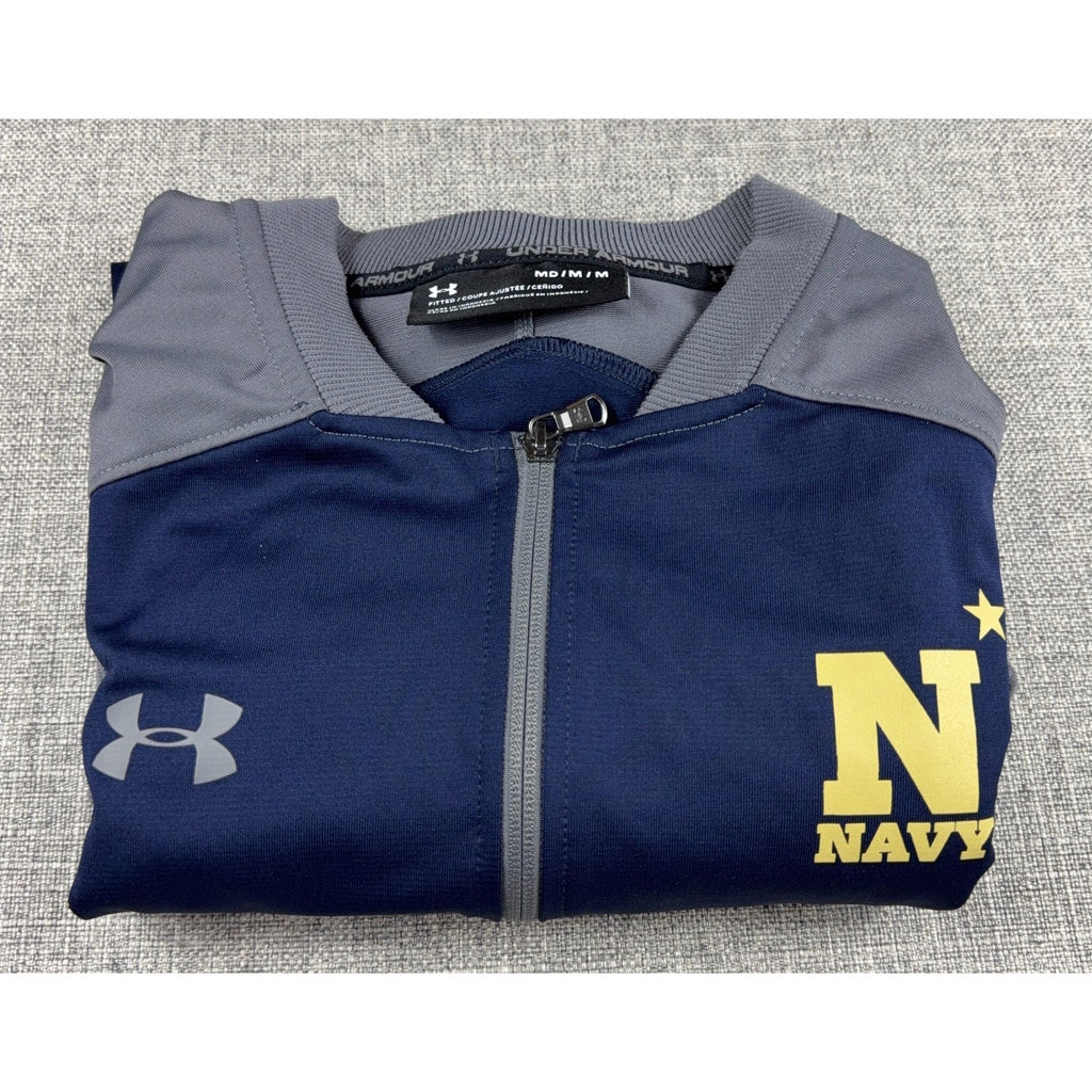 Under Armour Navy Midshipmen Jacket Men M US Naval Academy Full Zip Blue Gray
