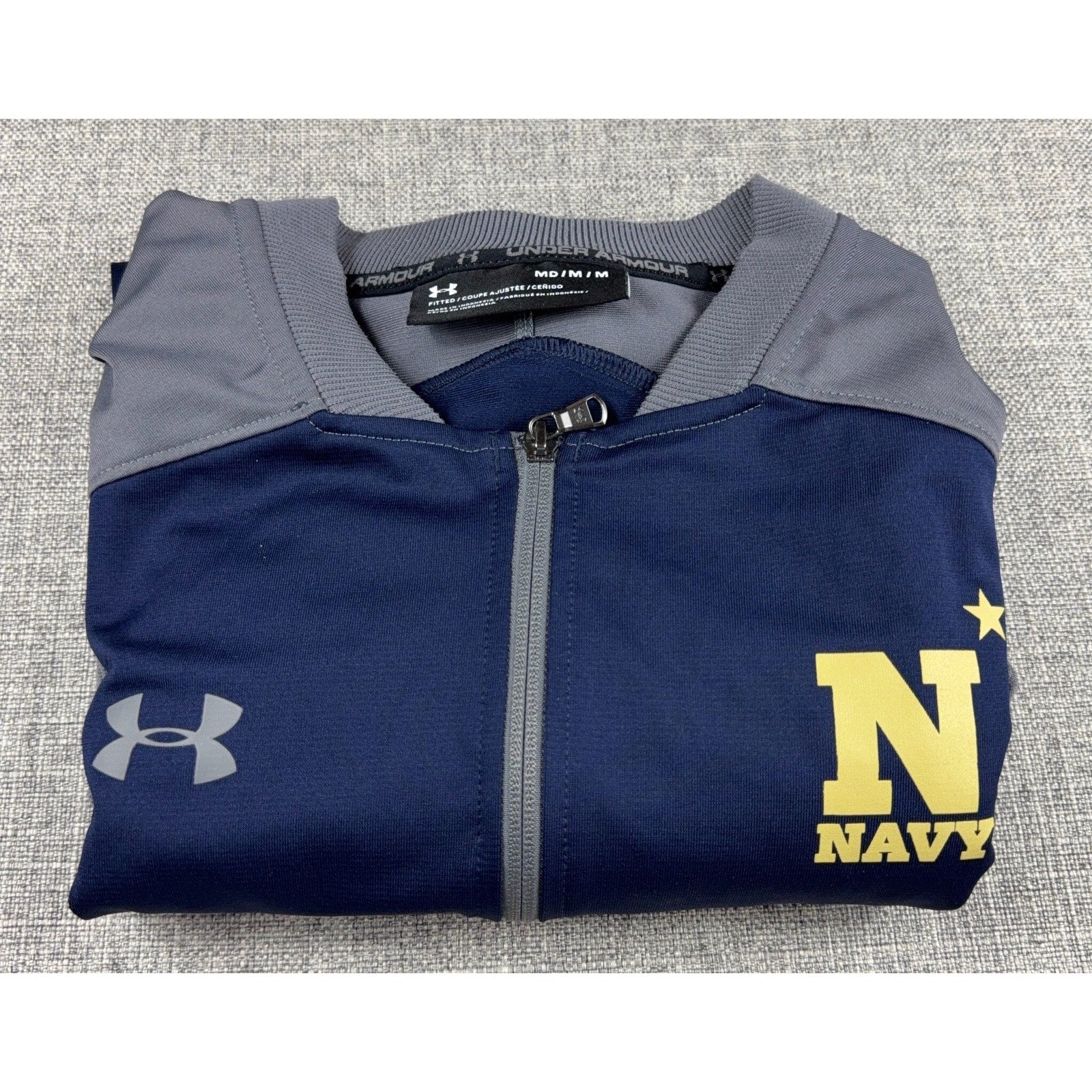 Under Armour Navy Midshipmen Jacket Men M US Naval Academy Full Zip Blue Gray