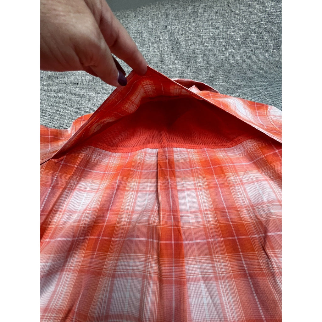 Duluth Trading Sidewinder Shirt Womens 2XL Coral Plaid Vented UPF 30